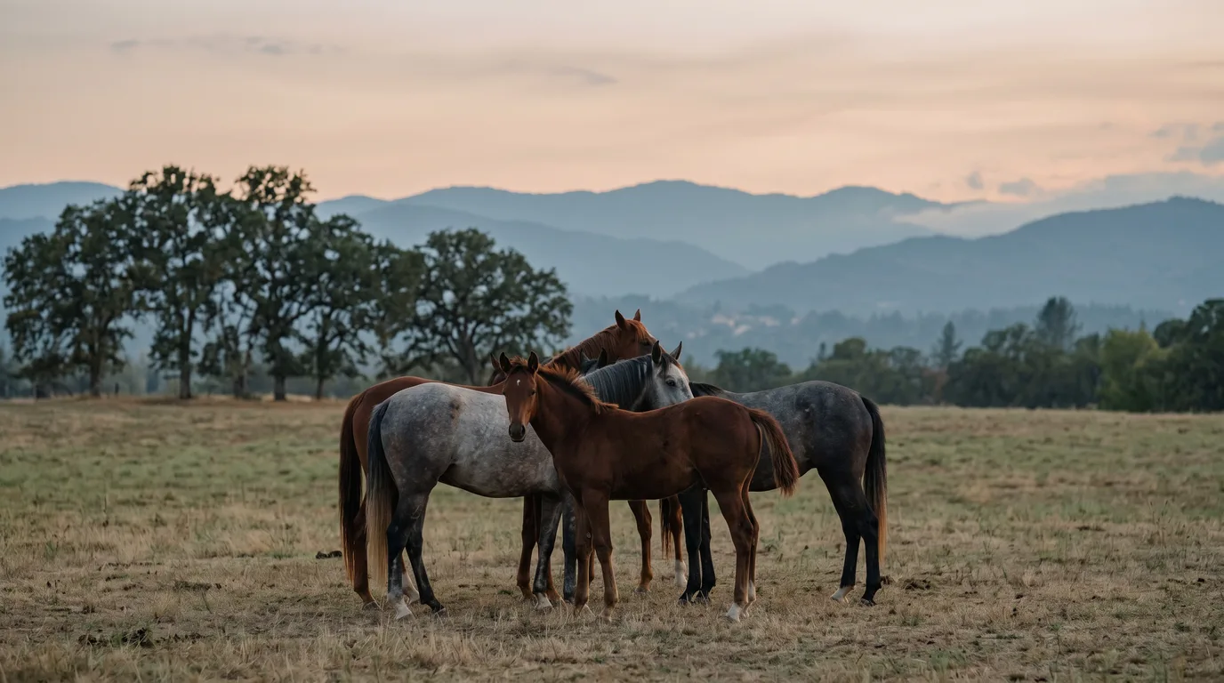 Chevaux en liberté, Écuries Fayrot, Loire